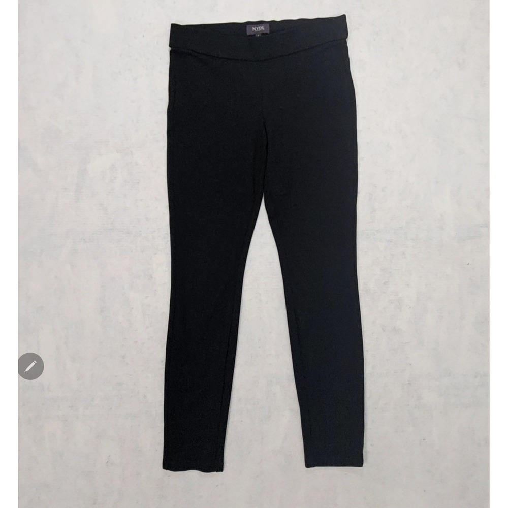 NYDJ Jeans Pants Sz 6 Ponte Skinny Knit Slim Leg Black Ankle Crop Pull On